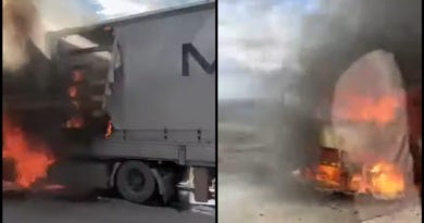 Foto /VIDEO/ Un camion a luat foc în apropiere de Bălți 8 29.01.2022