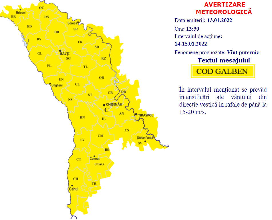 Foto В Молдове объявлен жёлтый код в связи с сильным ветром 2 22.01.2022