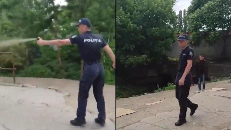 /VIDEO/ Un polițist din Chișinău filmat cum stropește cu gaze lacrimogene doi bărbați
